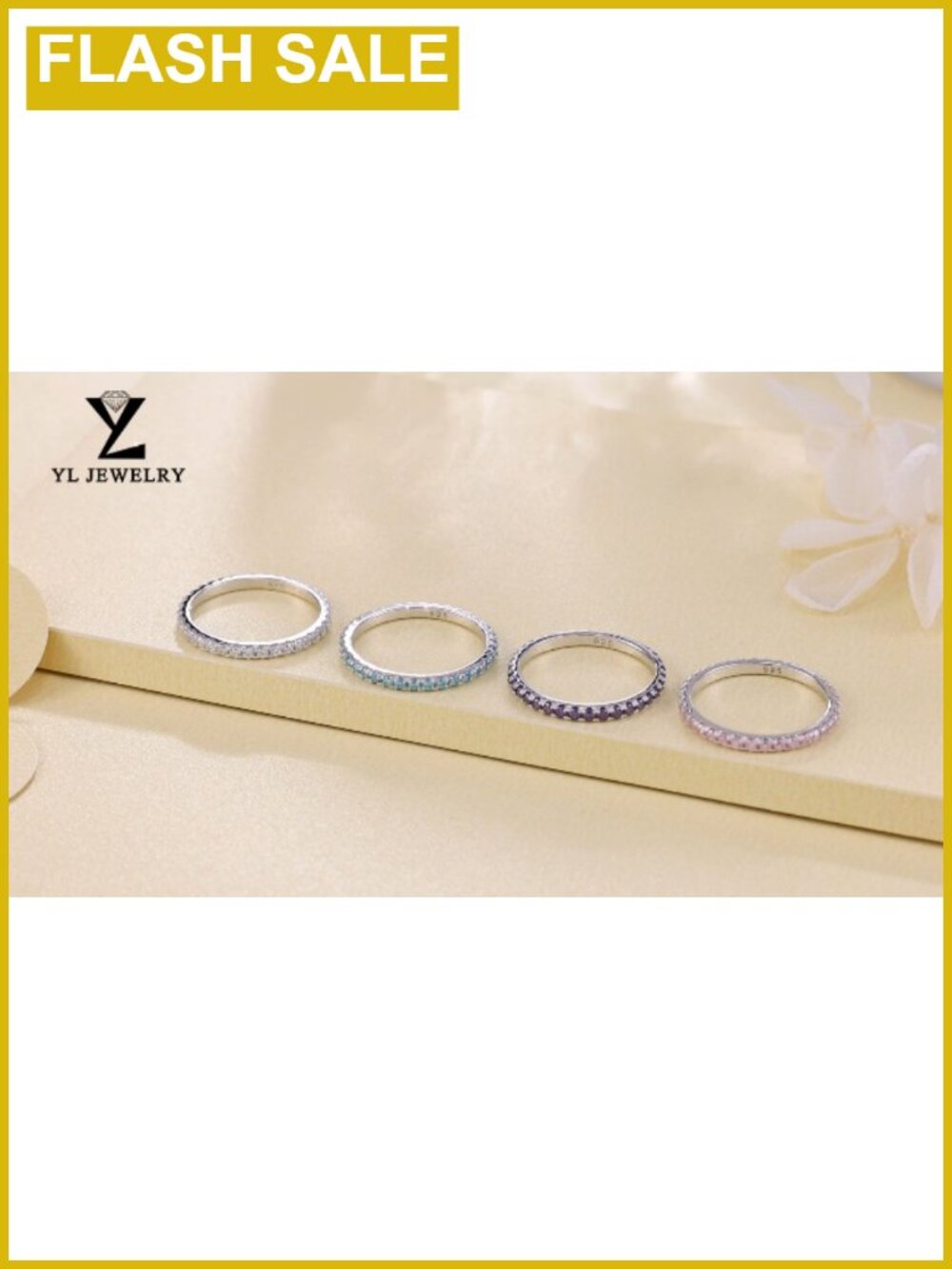 925 Sterling Silver Stackable Ring Created Aquamarine Eternity Band - Picture 6 of 6